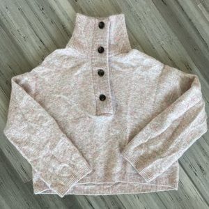 Arket Pink Cream Button-Neck Sweater